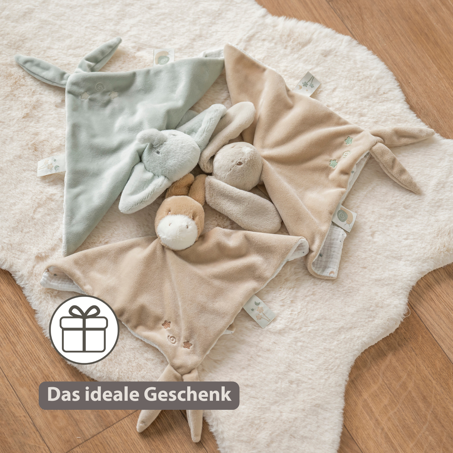 LouLou Comforter Rabbit - Baby Blanket - 28 x 28 cm - Caramel [DE]