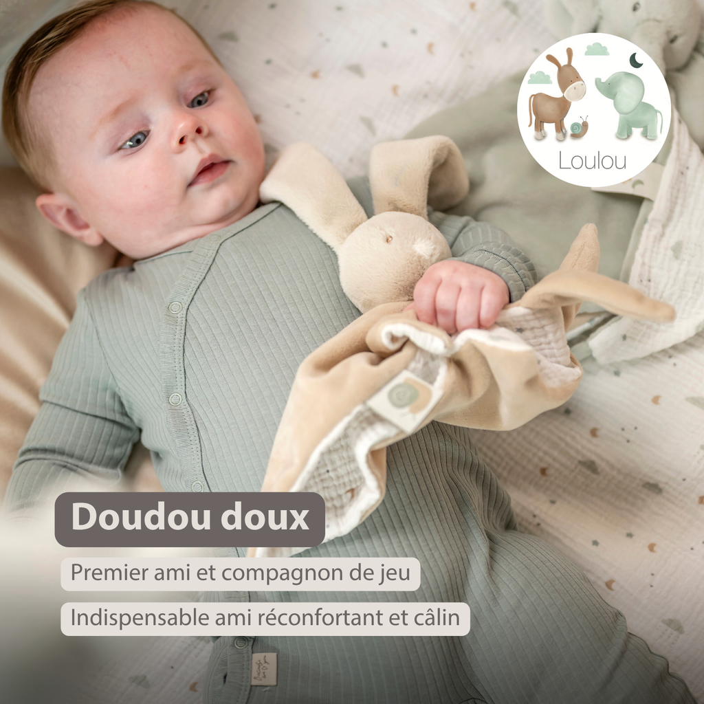LouLou Comforter Rabbit - Baby Blanket - 28 x 28 cm - Caramel [FR]