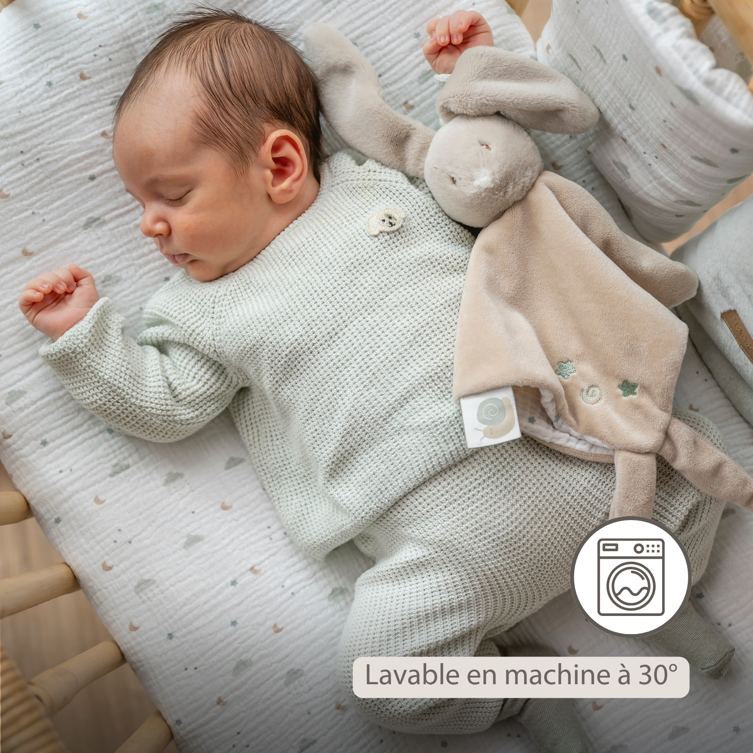LouLou Comforter Rabbit - Baby Blanket - 28 x 28 cm - Caramel [FR]