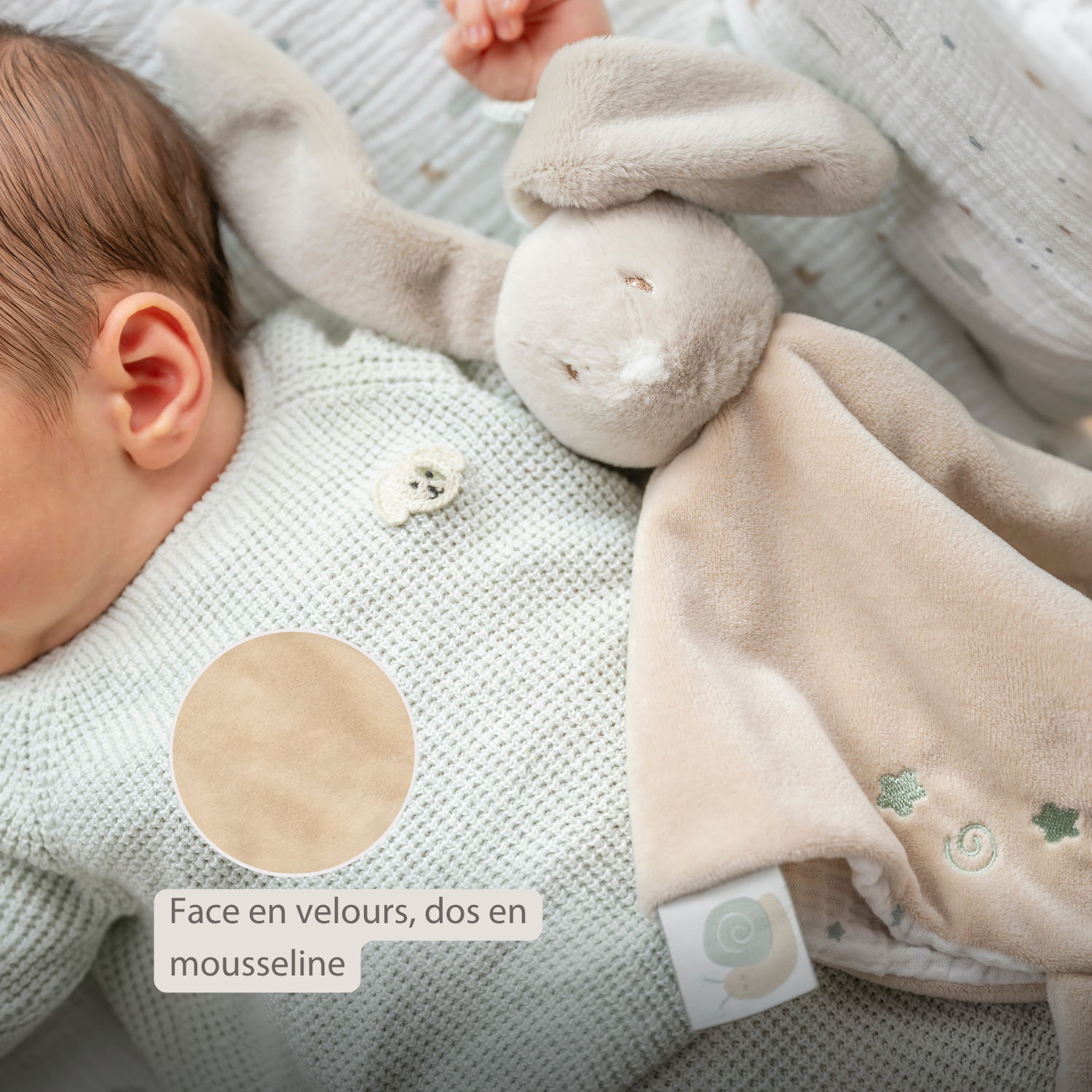 LouLou Comforter Rabbit - Baby Blanket - 28 x 28 cm - Caramel [FR]