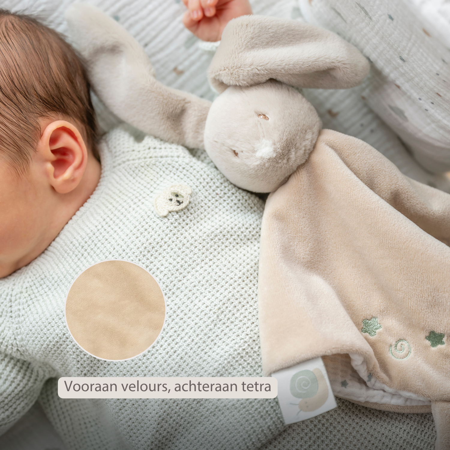 LouLou Comforter Rabbit - Baby Blanket - 28 x 28 cm - Caramel [NL]