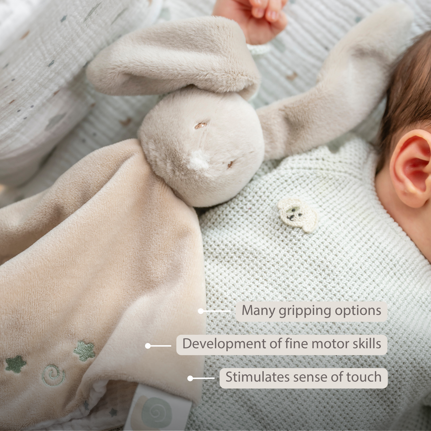 LouLou Comforter Rabbit - Baby Blanket - 28 x 28 cm - Caramel [EN]