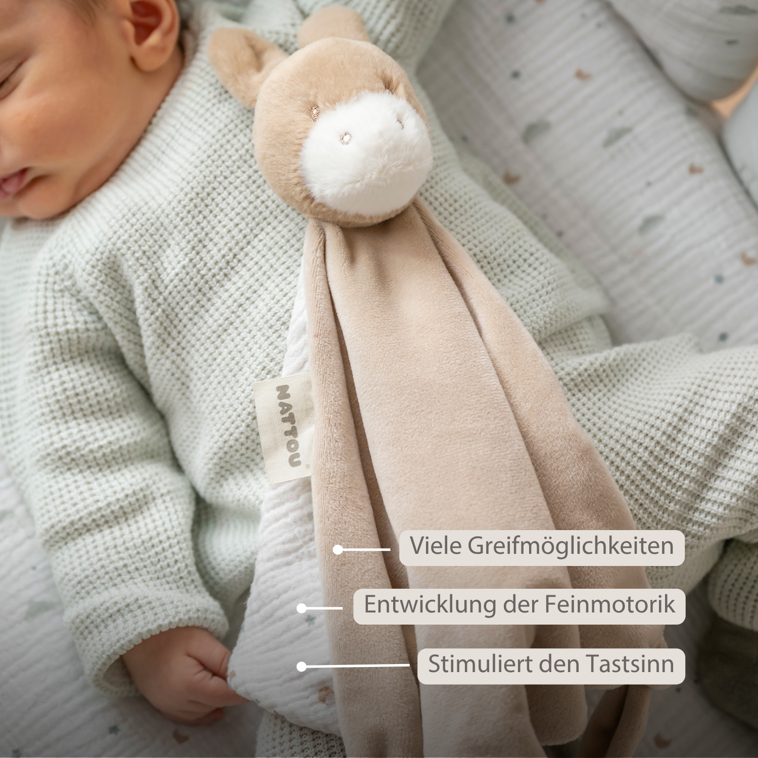 LouLou Maxi Comforter Donkey - Baby Blanket- 60 x 40 cm - Light Caramel [DE]