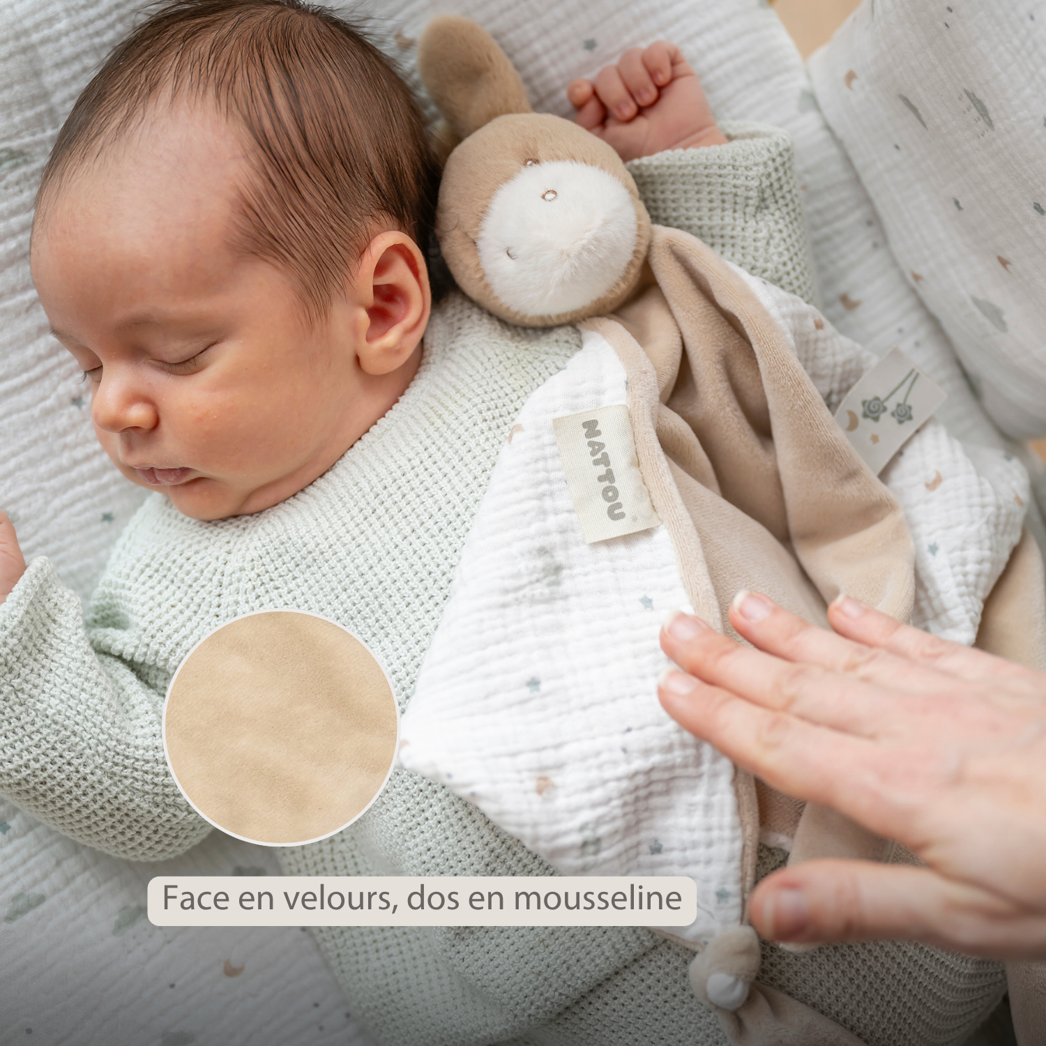 LouLou Maxi Comforter Donkey - Baby Blanket- 60 x 40 cm - Light Caramel [FR]