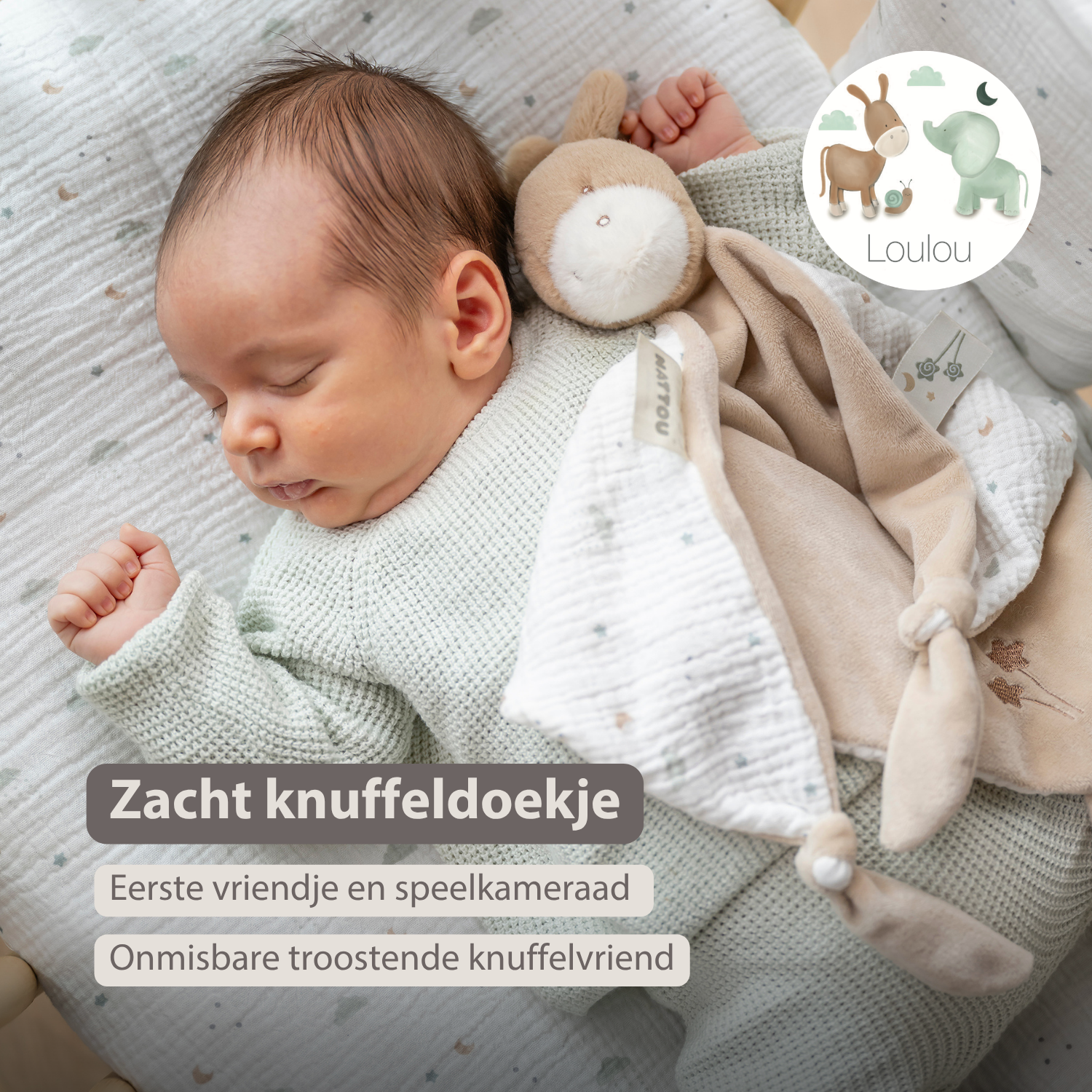 LouLou Maxi Comforter Donkey - Baby Blanket- 60 x 40 cm - Light Caramel [NL]