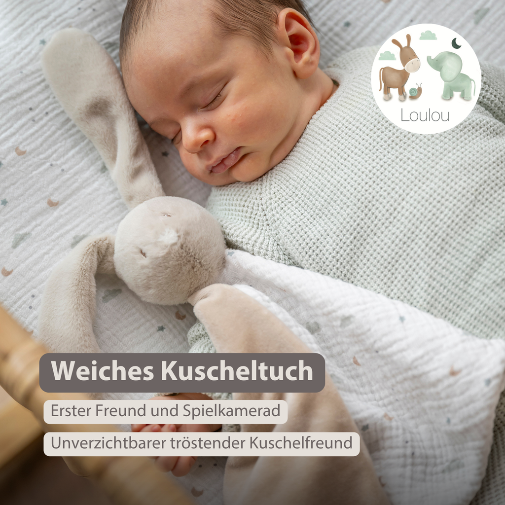 LouLou Maxi Comforter Rabbit - Baby Blanket - 60 x 40 cm - Sand and Ecru [DE]
