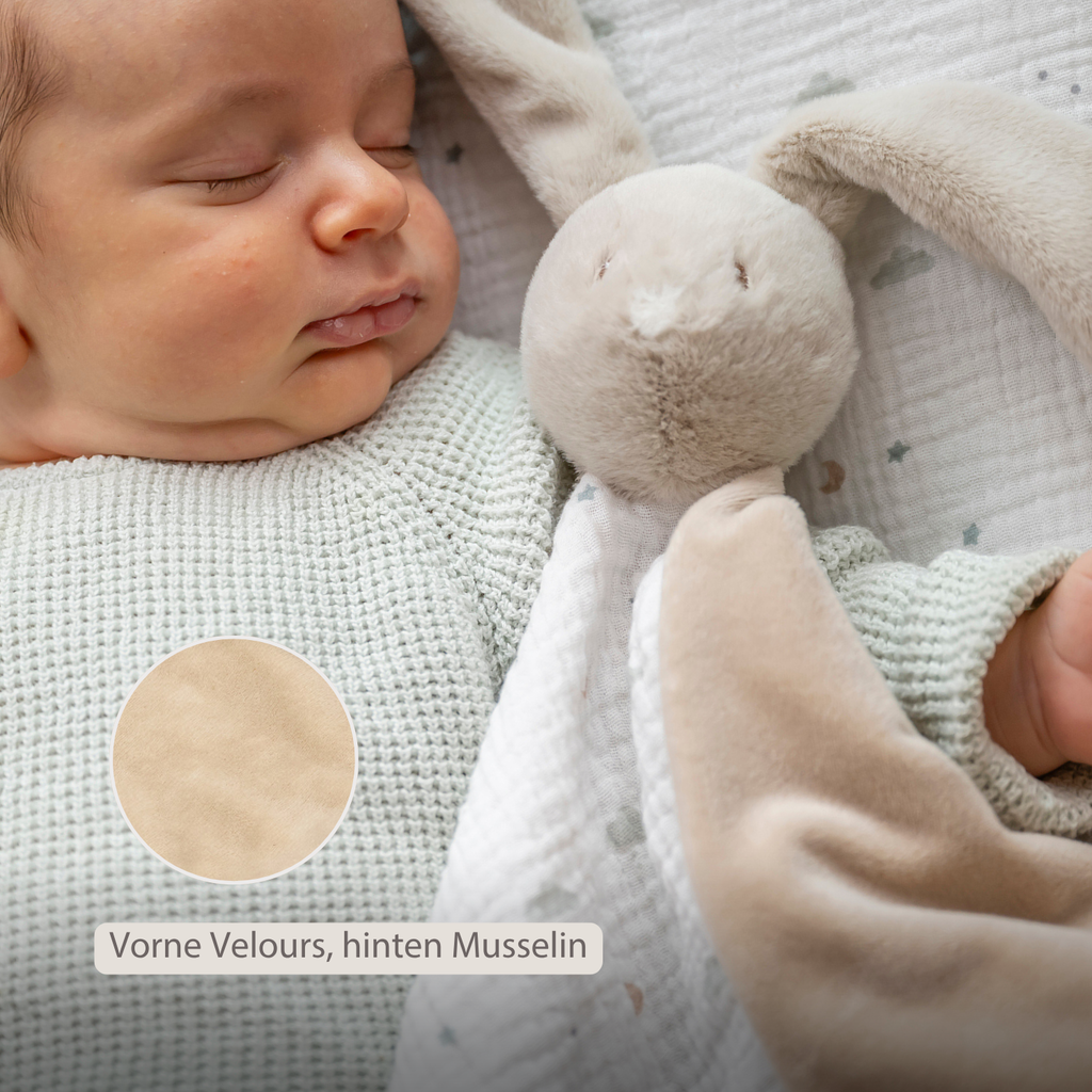 LouLou Maxi Comforter Rabbit - Baby Blanket - 60 x 40 cm - Sand and Ecru [DE]