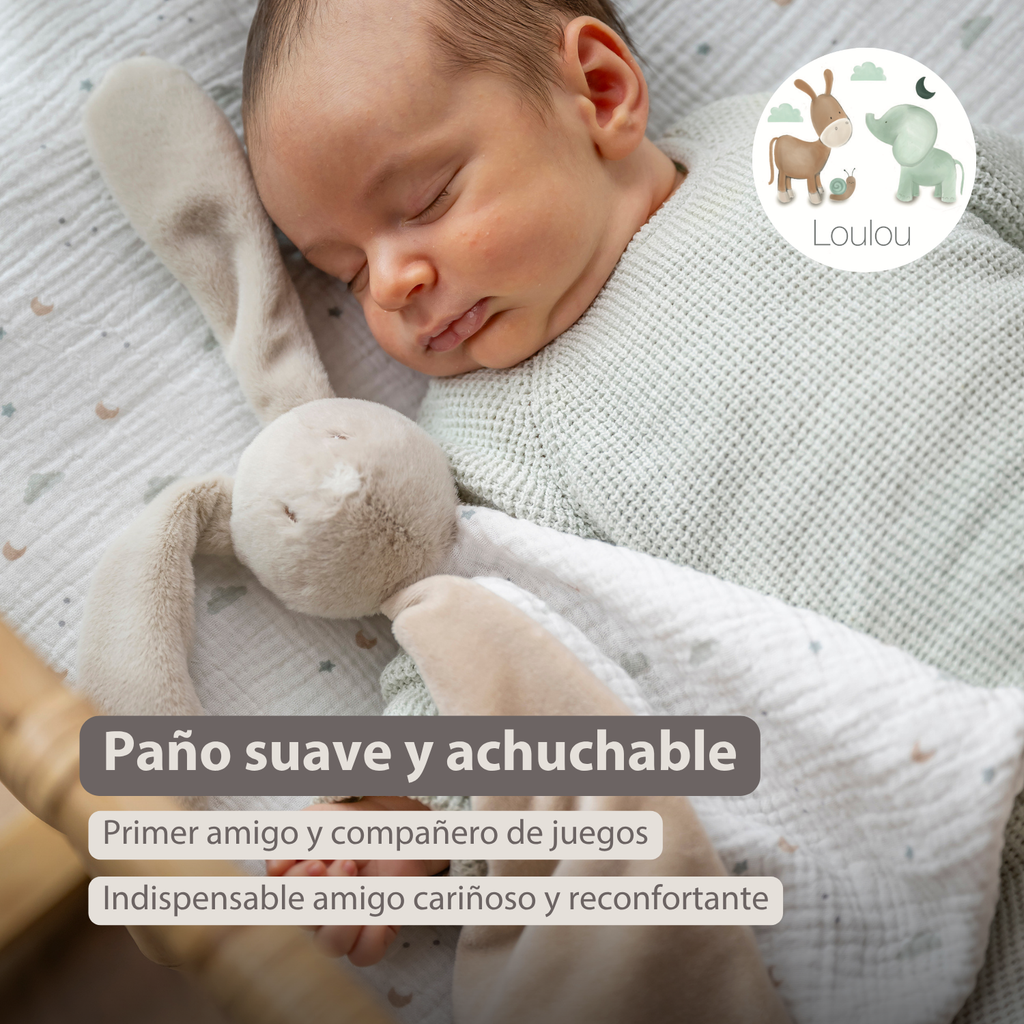 LouLou Maxi Comforter Rabbit - Baby Blanket - 60 x 40 cm - Sand and Ecru [ES]