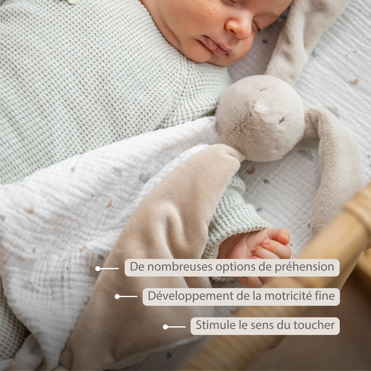 LouLou Maxi Comforter Rabbit - Baby Blanket - 60 x 40 cm - Sand and Ecru [FR]