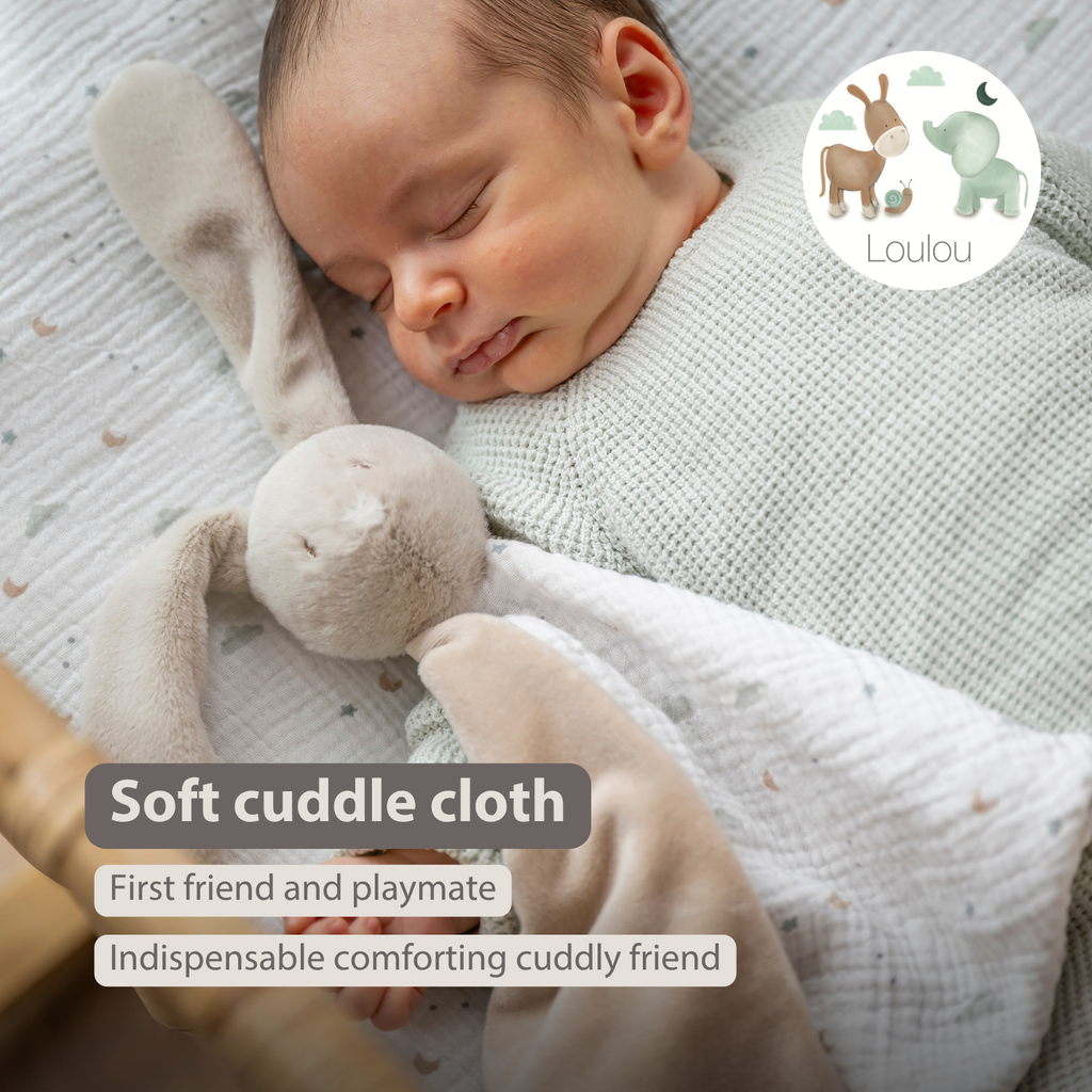 LouLou Maxi Comforter Rabbit - Baby Blanket - 60 x 40 cm - Sand and Ecru [EN]