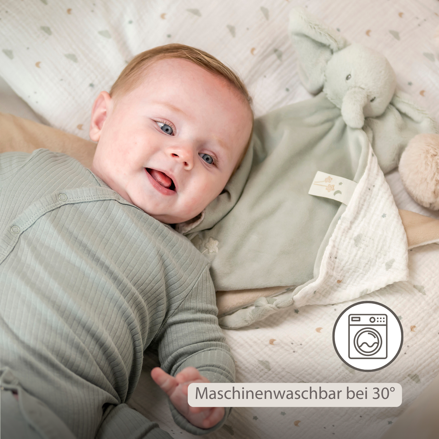 LouLou Maxi Comforter Elephant - Baby Blanket - 60 x 40 cm - Linden Green [DE]