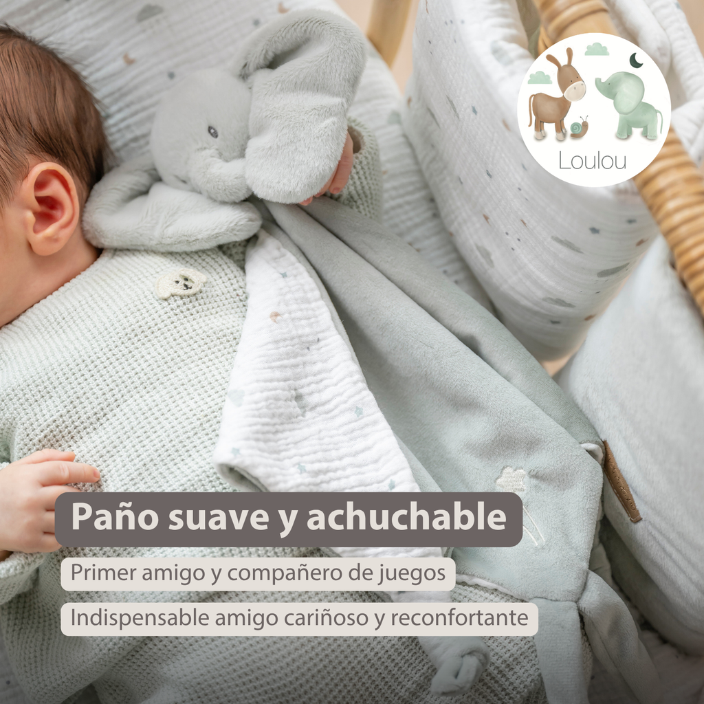 LouLou Maxi Comforter Elephant - Baby Blanket - 60 x 40 cm - Linden Green [ES]