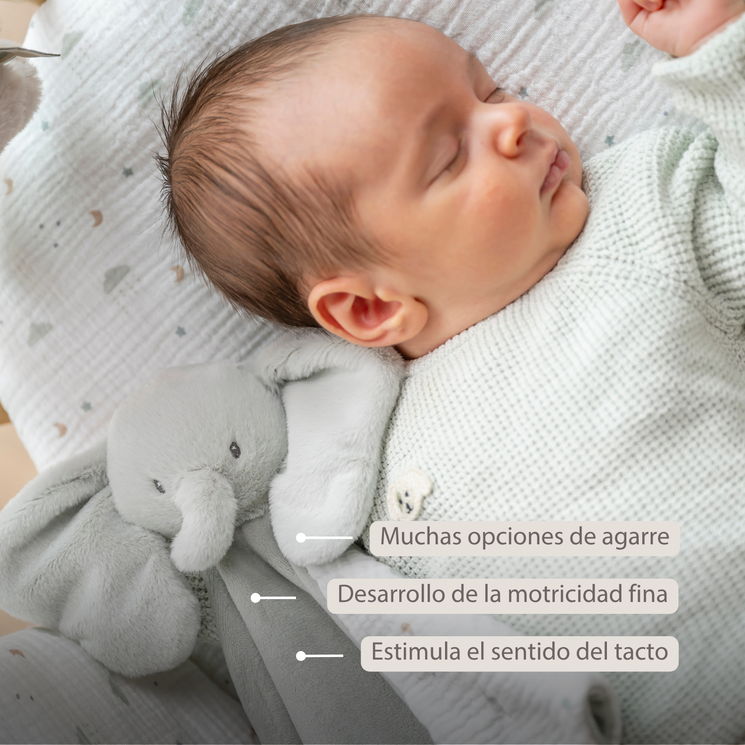 LouLou Maxi Comforter Elephant - Baby Blanket - 60 x 40 cm - Linden Green [ES]
