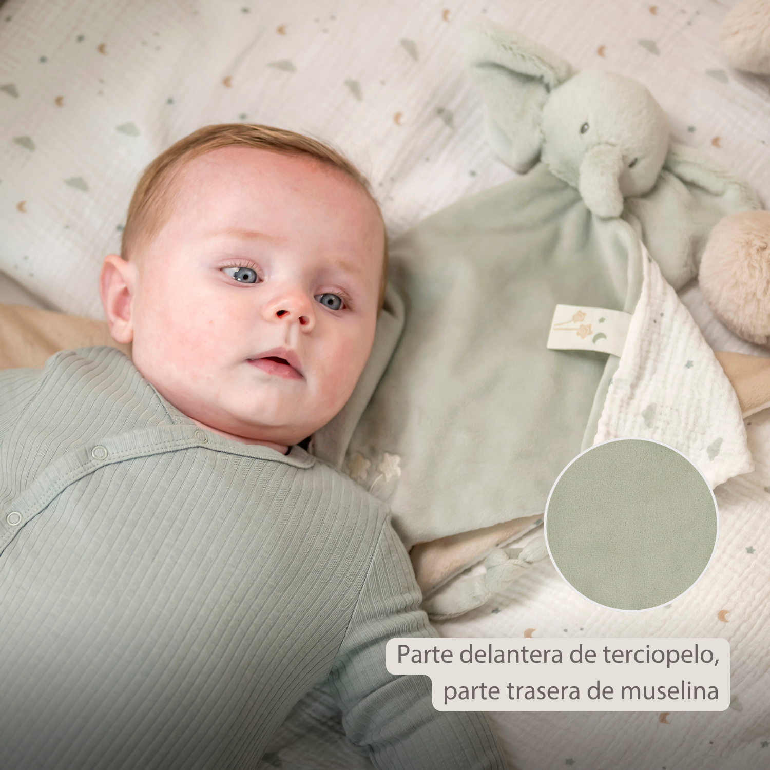 LouLou Maxi Comforter Elephant - Baby Blanket - 60 x 40 cm - Linden Green [ES]