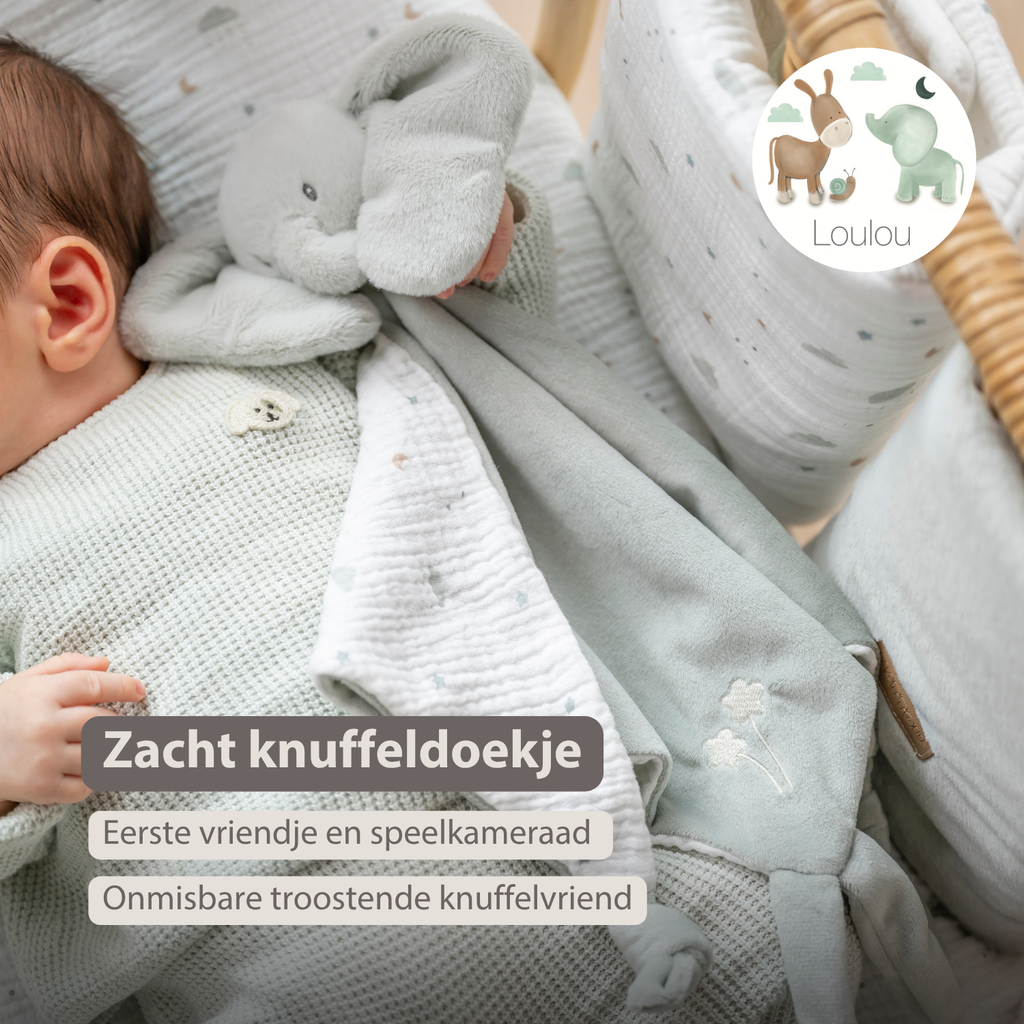 LouLou Maxi Comforter Elephant - Baby Blanket - 60 x 40 cm - Linden Green [NL]