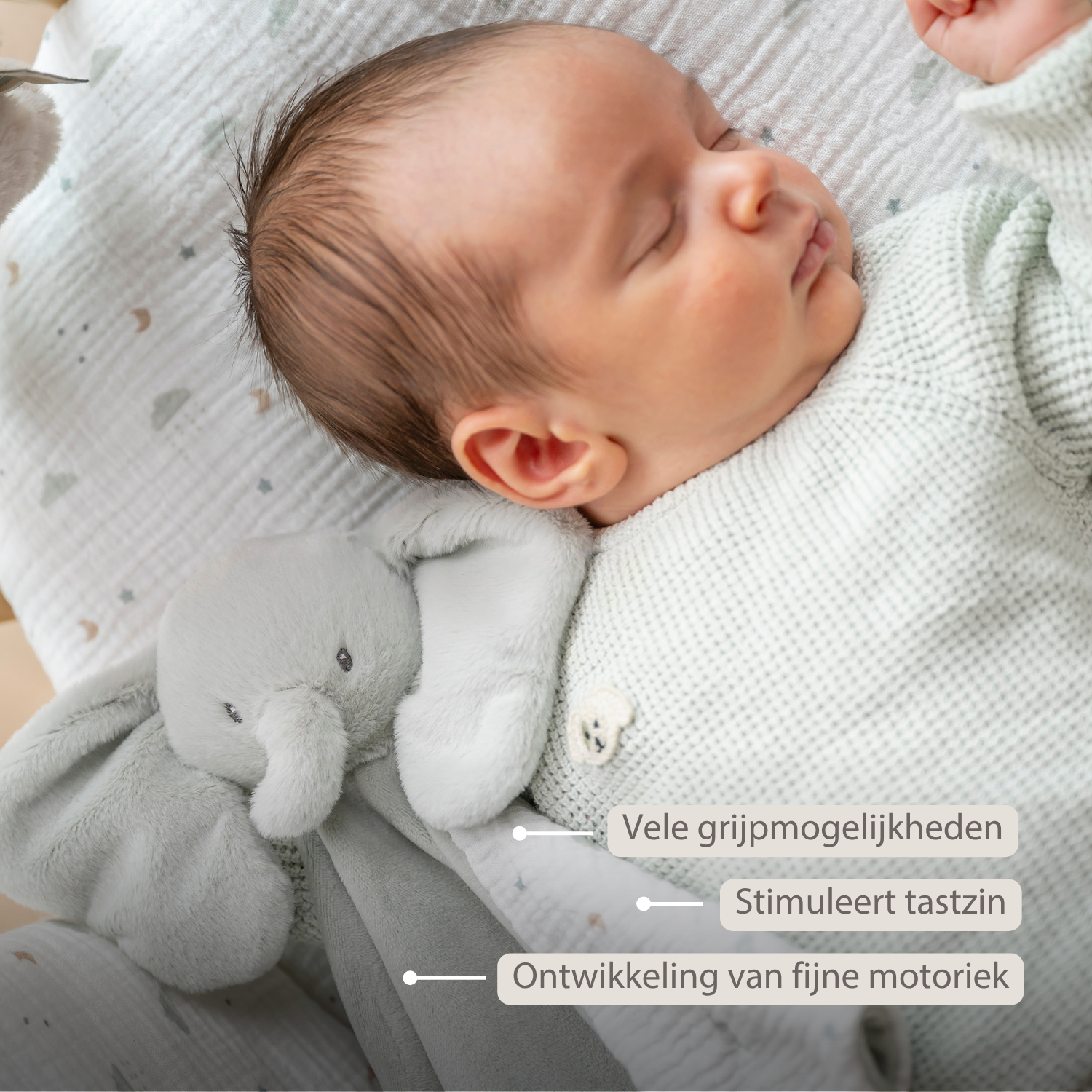 LouLou Maxi Comforter Elephant - Baby Blanket - 60 x 40 cm - Linden Green [NL]
