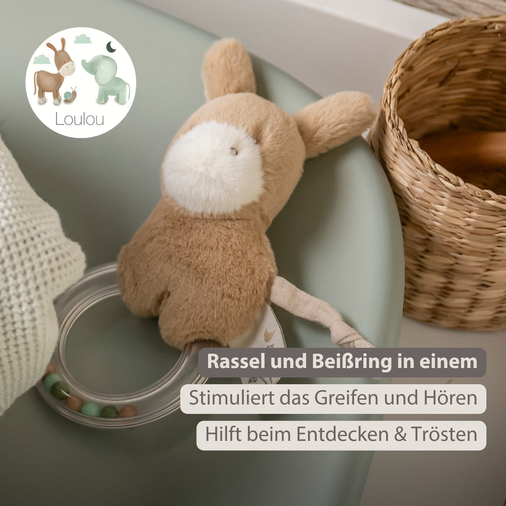 LouLou Rattle Donkey - 15 cm - Light Caramel [DE]