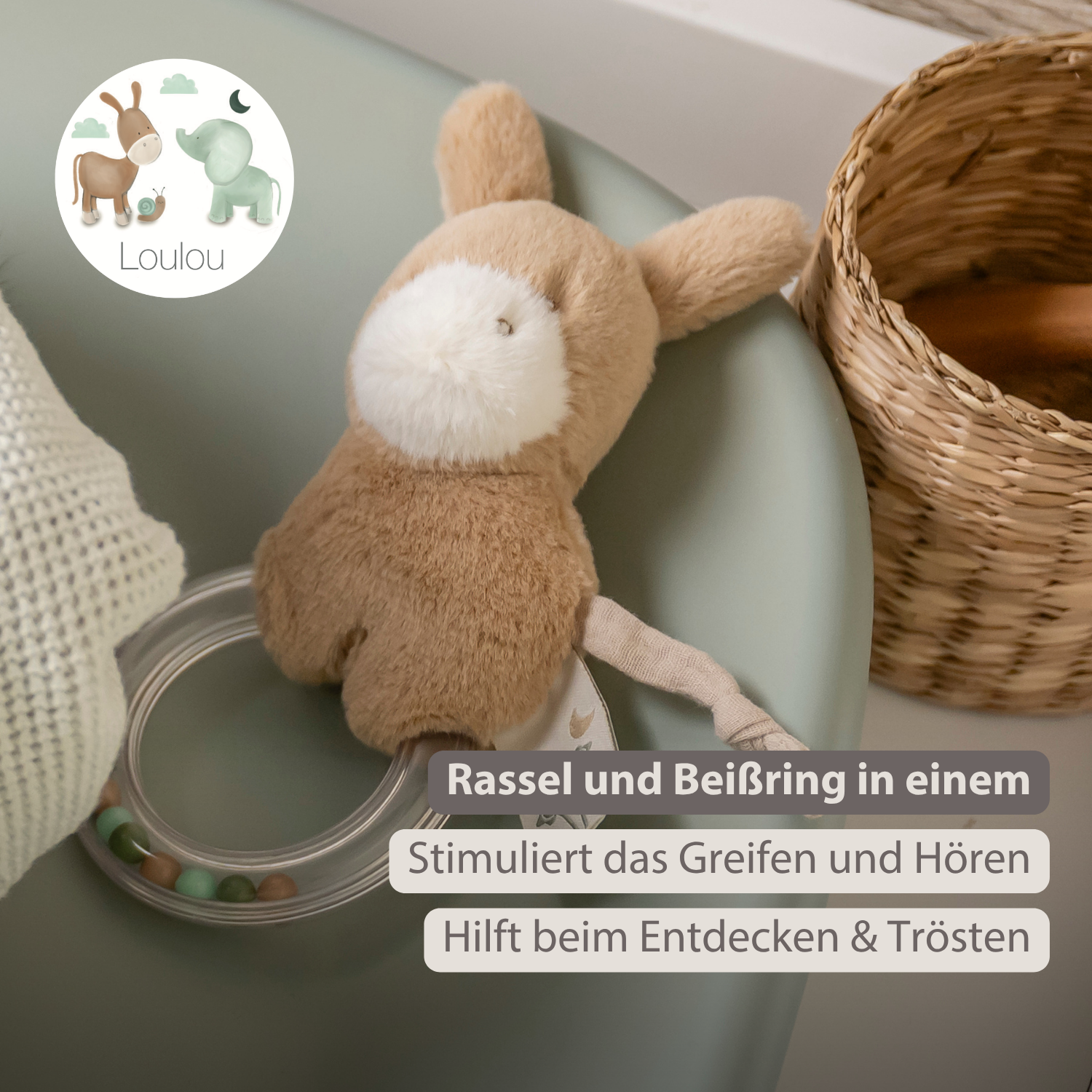 LouLou Rattle Donkey - 15 cm - Light Caramel [DE]