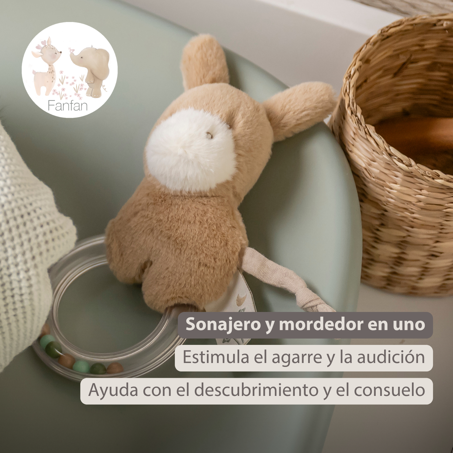LouLou Rattle Donkey - 15 cm - Light Caramel [ES]