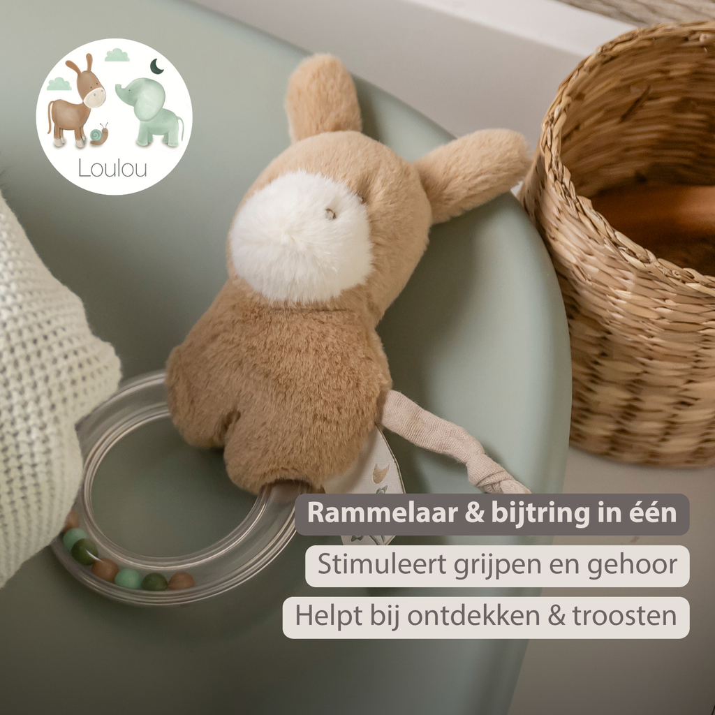 LouLou Rattle Donkey - 15 cm - Light Caramel [NL]