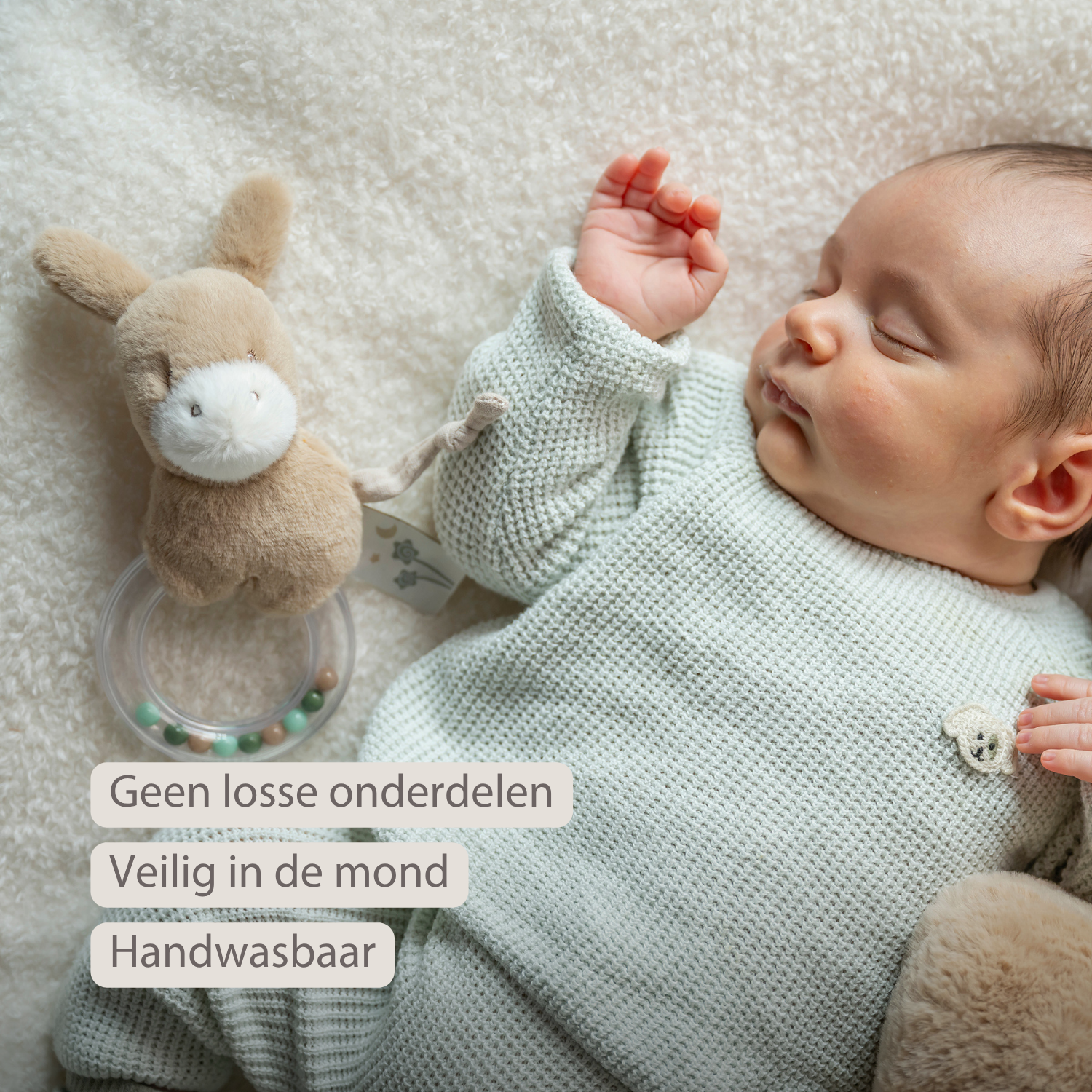 LouLou Rattle Donkey - 15 cm - Light Caramel [NL]