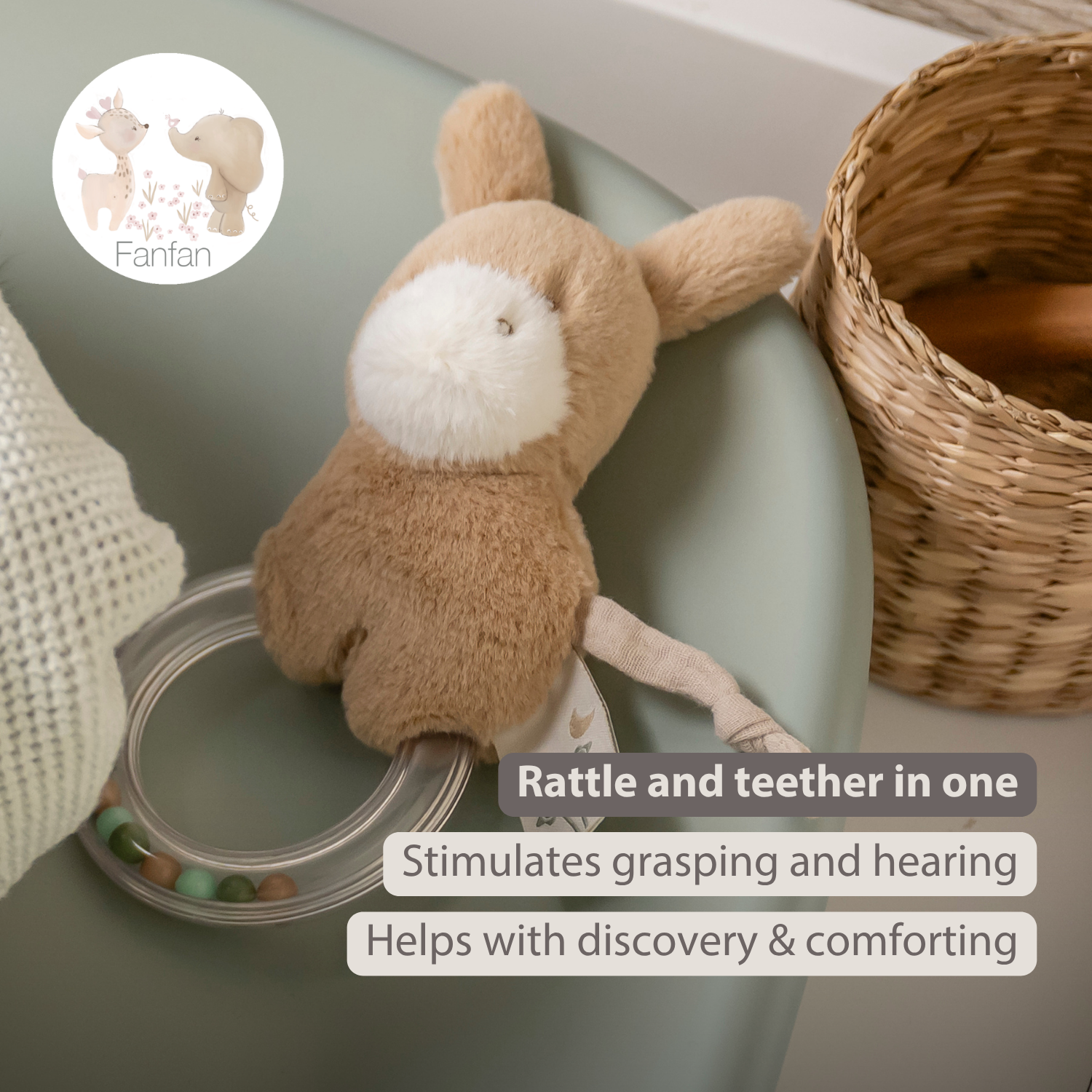 LouLou Rattle Donkey - 15 cm - Light Caramel [EN]