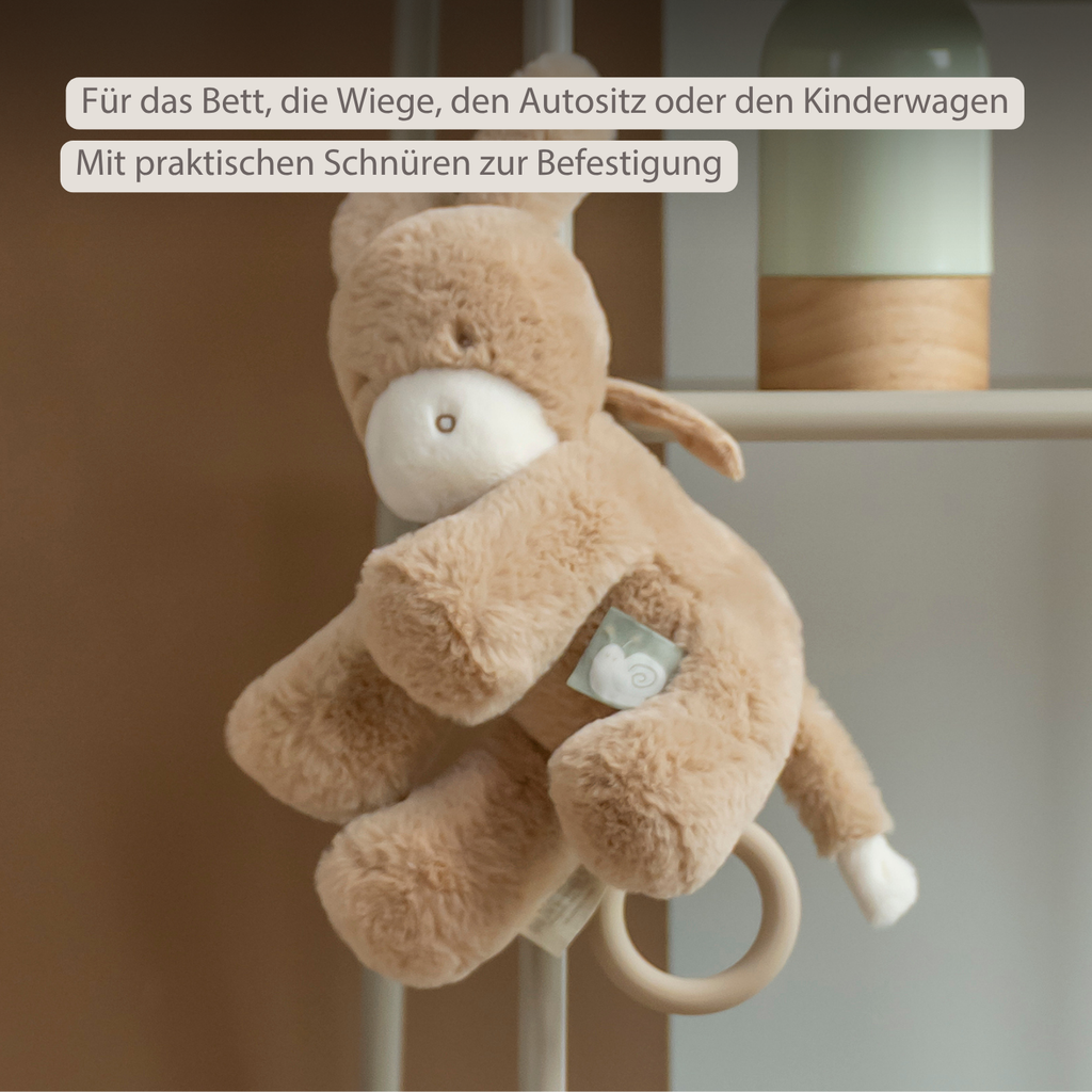 LouLou Musical Plush Donkey - Baby Soft Toy - 30 cm - Light Caramel [DE]