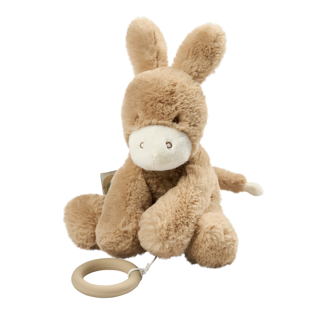 LouLou Musical Plush Donkey - Baby Soft Toy - 30 cm - Light Caramel [ES]