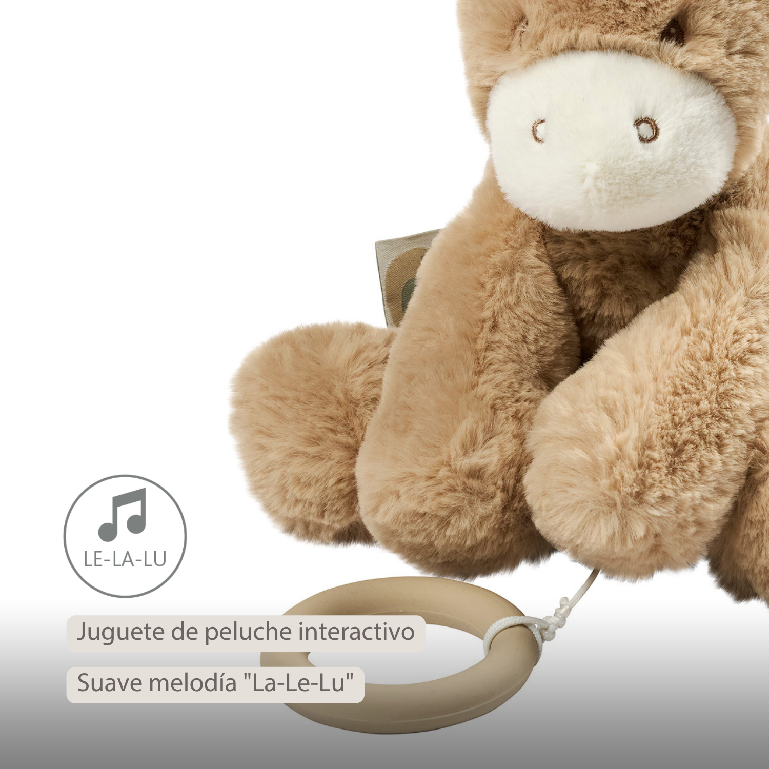 LouLou Musical Plush Donkey - Baby Soft Toy - 30 cm - Light Caramel [ES]
