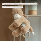 LouLou Musical Plush Donkey - Baby Soft Toy - 30 cm - Light Caramel [IT]