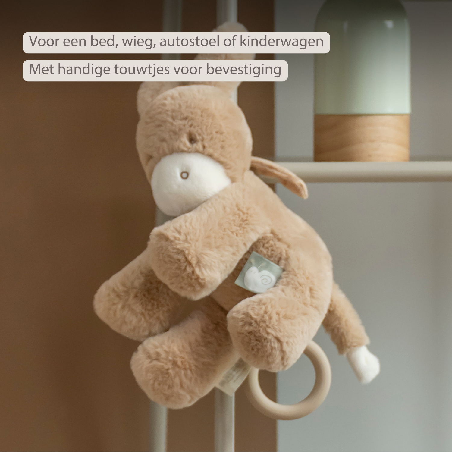 LouLou Musical Plush Donkey - Baby Soft Toy - 30 cm - Light Caramel [NL]