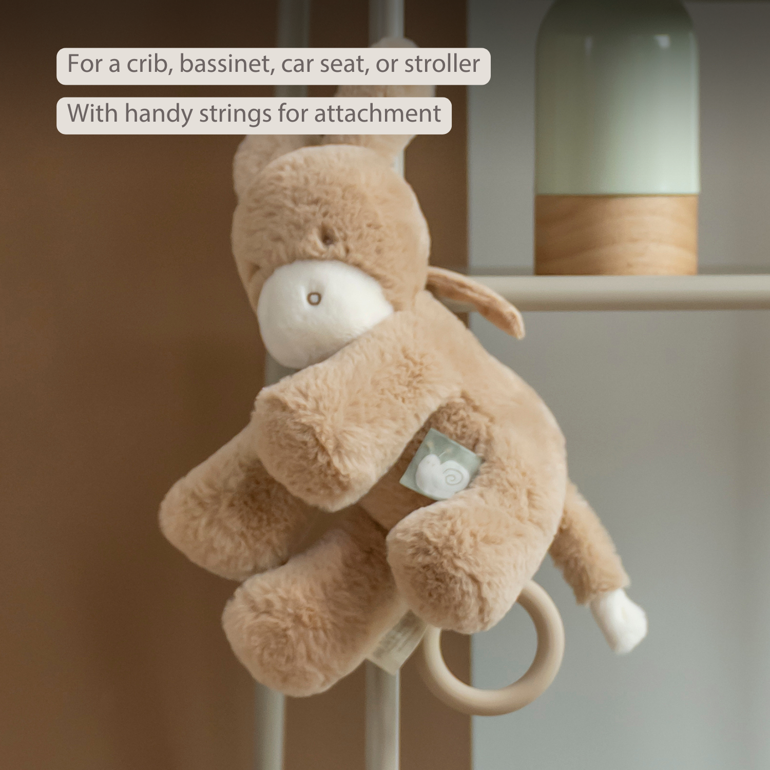 LouLou Musical Plush Donkey - Baby Soft Toy - 30 cm - Light Caramel [EN]
