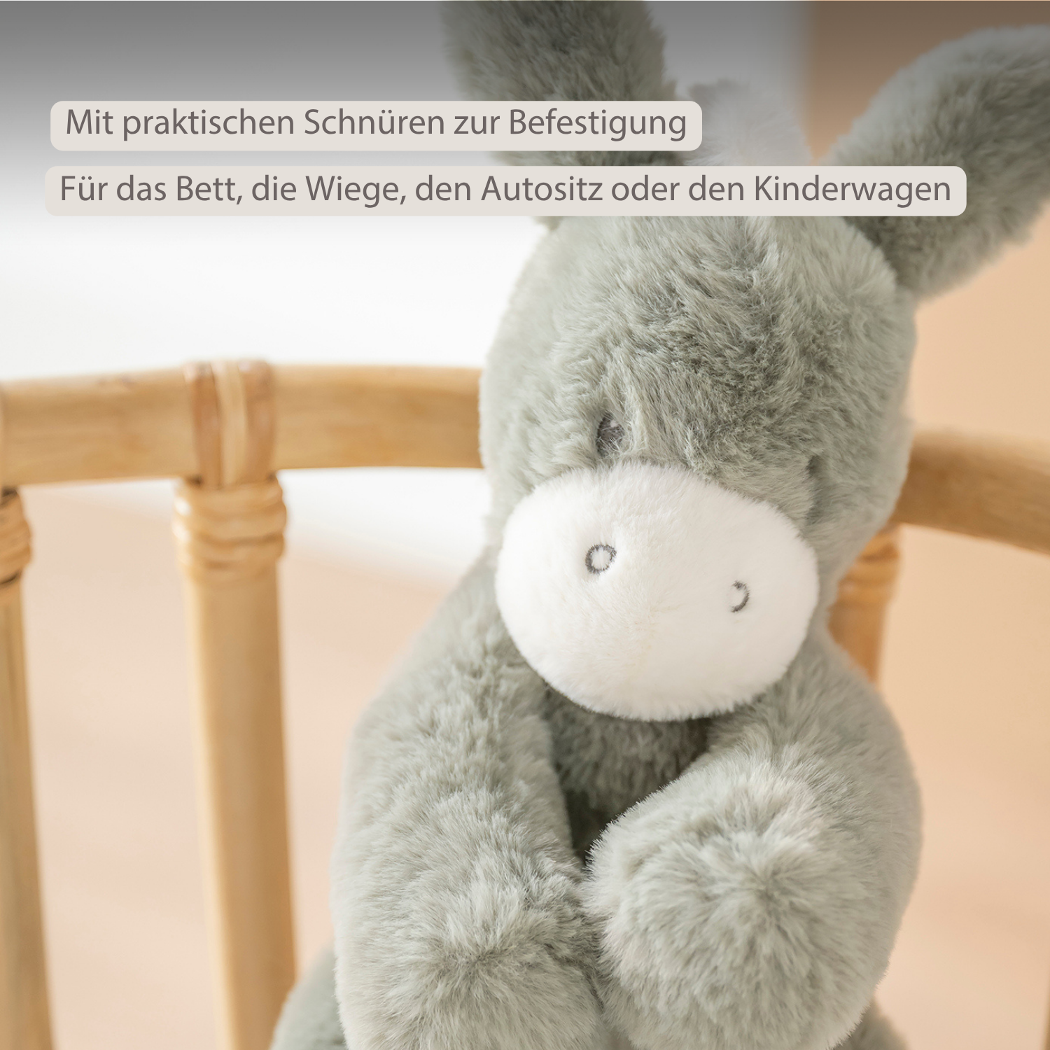 LouLou Musical Plush Donkey  - Baby Soft Toy - 30 cm - Dark Green [DE]