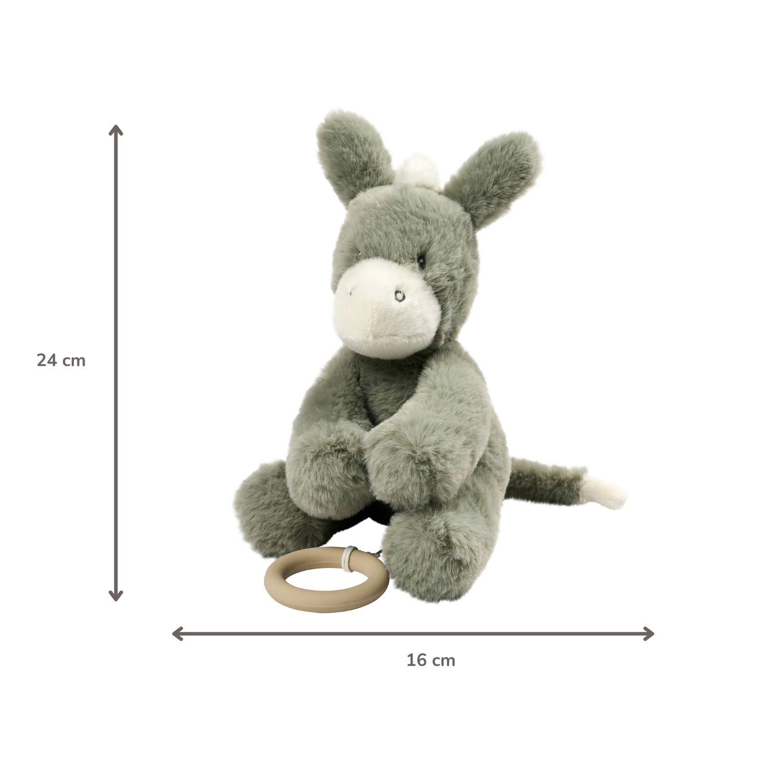LouLou Musical Plush Donkey  - Baby Soft Toy - 30 cm - Dark Green [DE]