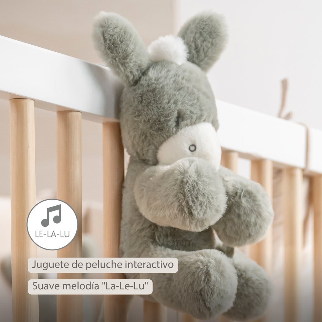 LouLou Musical Plush Donkey  - Baby Soft Toy - 30 cm - Dark Green [ES]