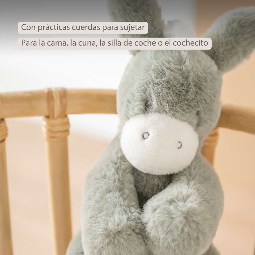 LouLou Musical Plush Donkey  - Baby Soft Toy - 30 cm - Dark Green [ES]