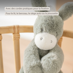 LouLou Musical Plush Donkey  - Baby Soft Toy - 30 cm - Dark Green [FR]