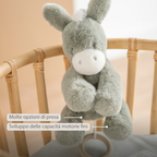 LouLou Musical Plush Donkey  - Baby Soft Toy - 30 cm - Dark Green [IT]
