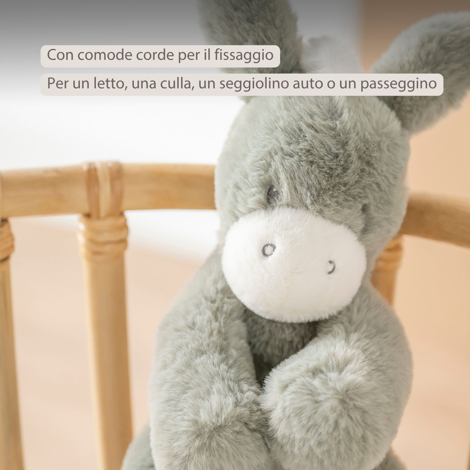 LouLou Musical Plush Donkey  - Baby Soft Toy - 30 cm - Dark Green [IT]