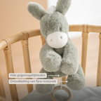 LouLou Musical Plush Donkey  - Baby Soft Toy - 30 cm - Dark Green [NL]