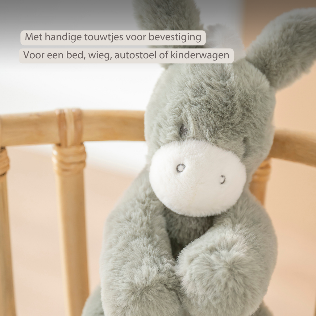 LouLou Musical Plush Donkey  - Baby Soft Toy - 30 cm - Dark Green [NL]