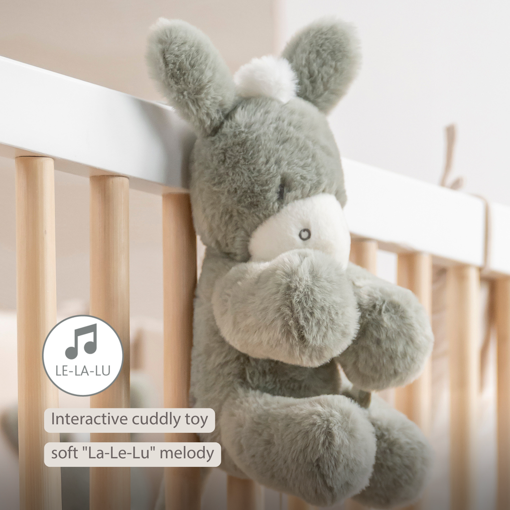 LouLou Musical Plush Donkey  - Baby Soft Toy - 30 cm - Dark Green [EN]
