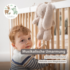 LouLou Musical Plush Rabbit  - Baby Soft Toy - 30 cm - Sand [DE]