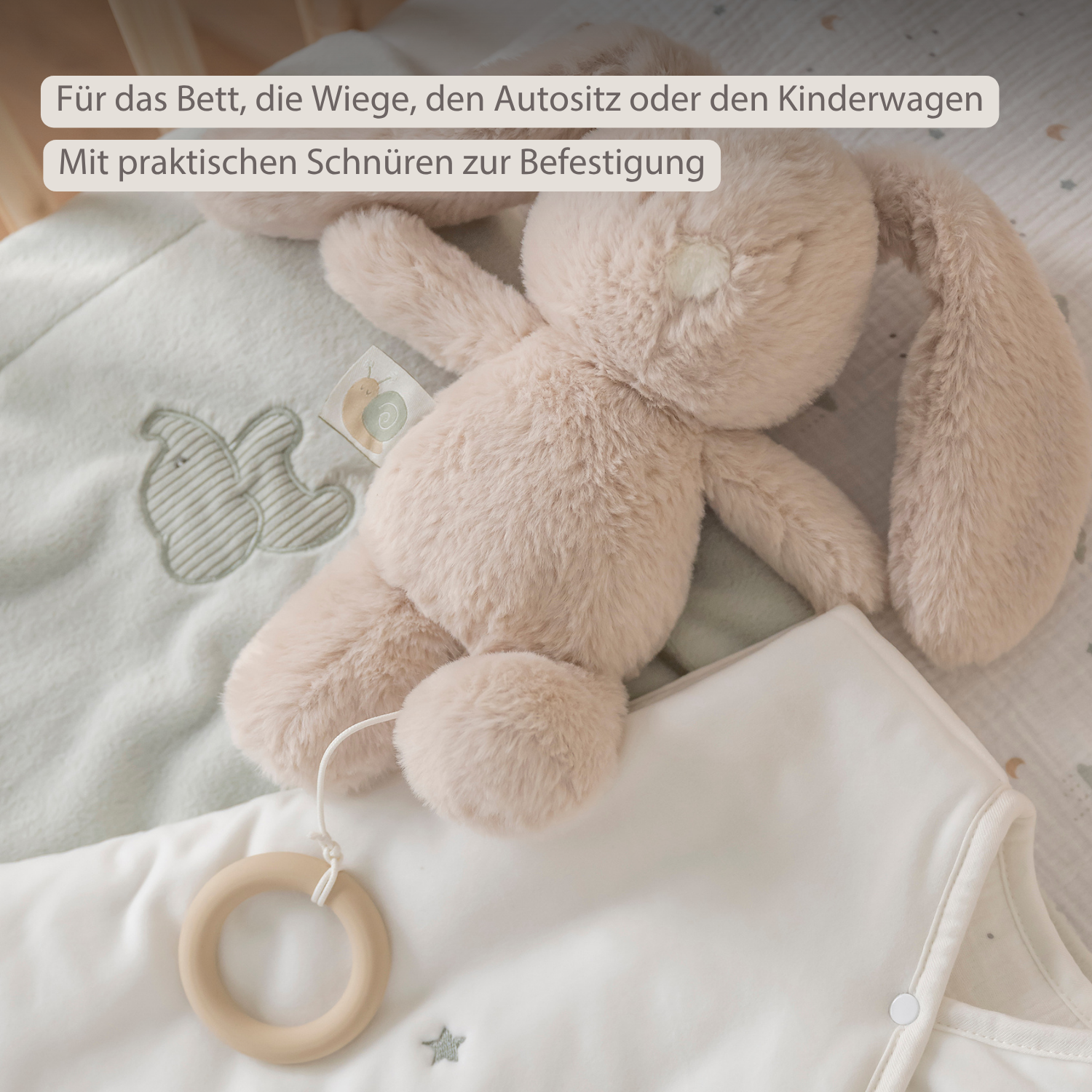 LouLou Musical Plush Rabbit  - Baby Soft Toy - 30 cm - Sand [DE]