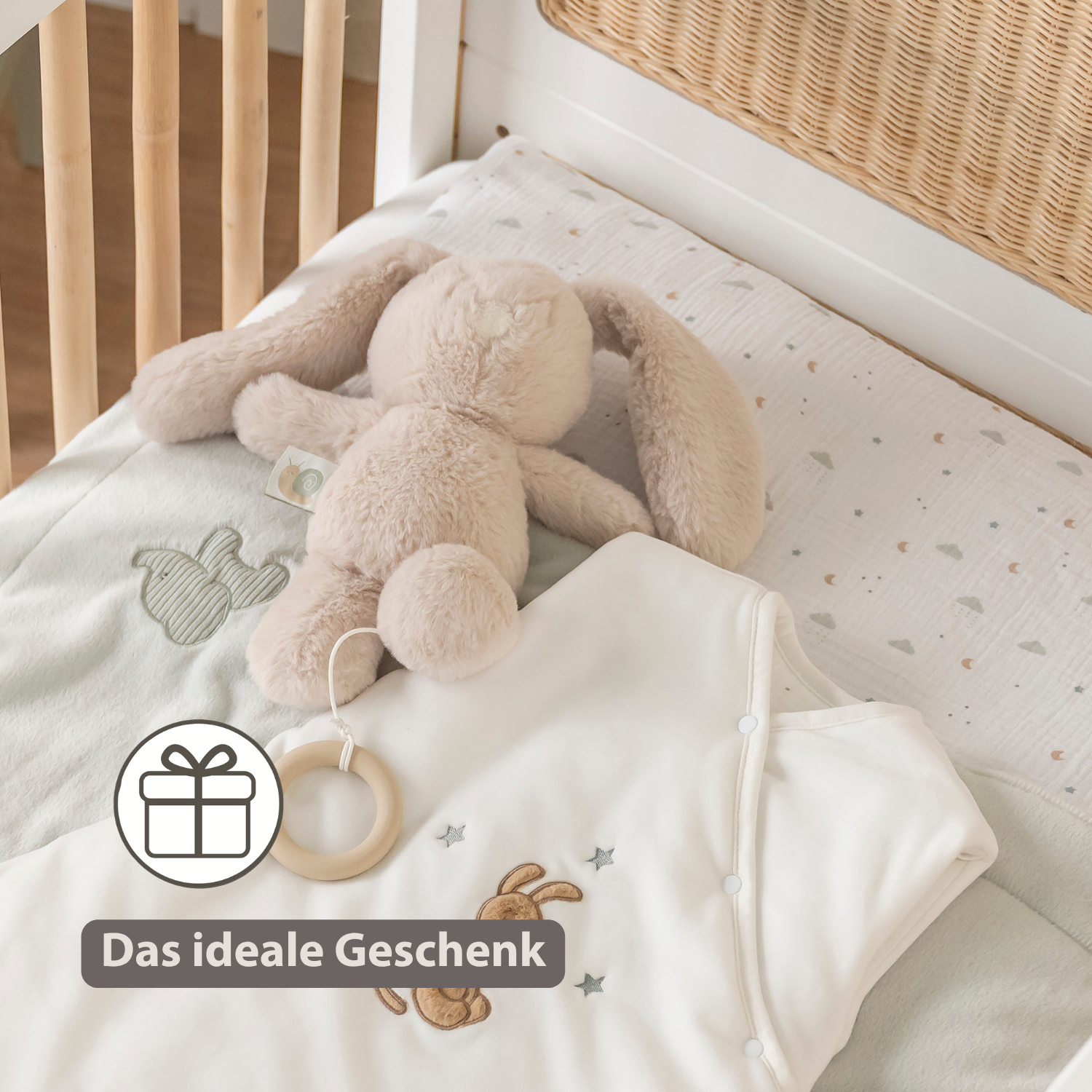 LouLou Musical Plush Rabbit  - Baby Soft Toy - 30 cm - Sand [DE]