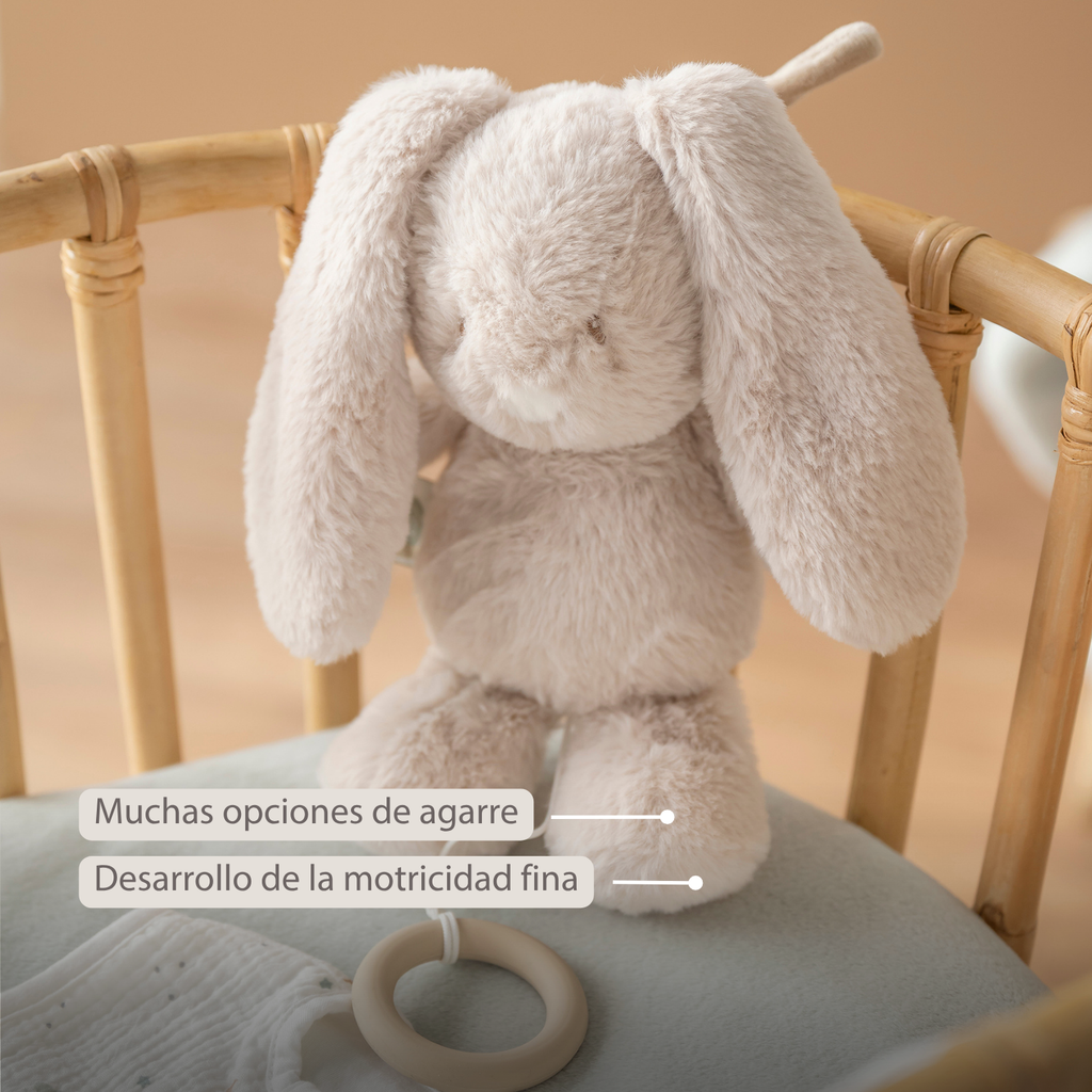 LouLou Musical Plush Rabbit  - Baby Soft Toy - 30 cm - Sand [ES]