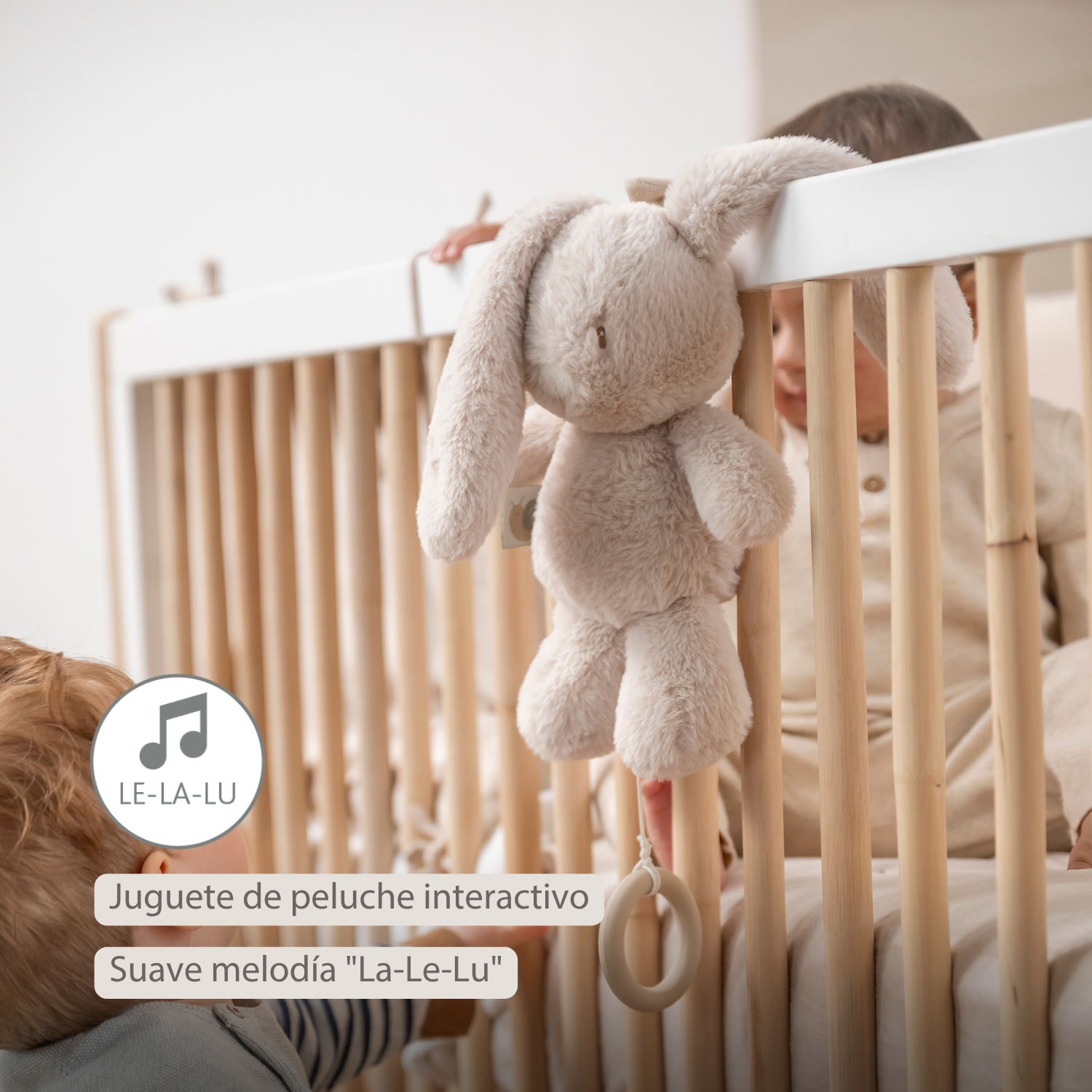 LouLou Musical Plush Rabbit  - Baby Soft Toy - 30 cm - Sand [ES]