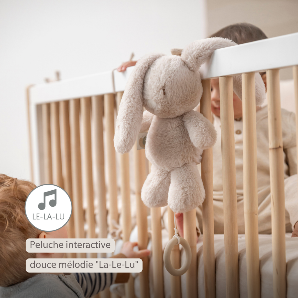 LouLou Musical Plush Rabbit  - Baby Soft Toy - 30 cm - Sand [FR]