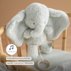 LouLou Musical Plush Elephant  - Baby Soft Toy - 30 cm - Linden Green [DE]