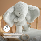 LouLou Musical Plush Elephant  - Baby Soft Toy - 30 cm - Linden Green [ES]